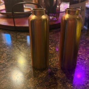 Set of brass taper candle holders